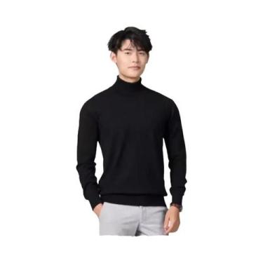 Imagem de Suéter Masculino De Gola Alta Em Mistura De Cashmere E Algodão Para Ou