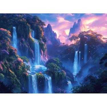 Imagem de Camocin Kits de arte de diamante para adultos, cachoeira, kits de pintura de diamante de paisagem 5D para adultos iniciantes, cascata faça você mesmo, kit de arte para decoração de parede de casa 30 x