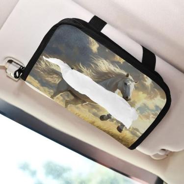 Imagem de SEHANY Suporte de lenços de carro Majestic Horse, caixa de lenços para carro, viseira solar, porta-guardanapos retangular, dispensador de máscara de carro, caixa de lenços de papel para automóveis