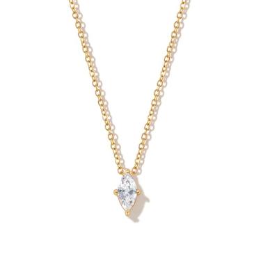 Imagem de BENIQUE Colar feminino com pingente de diamante de zircônia cúbica banhado a ouro 18 K, impermeável, sem manchas, corrente fina, One size, Metal, Zircônia cúbica