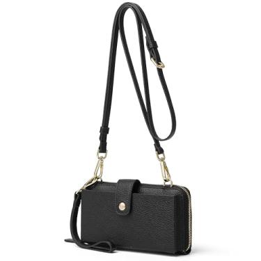 Imagem de DORIS&JACKY Bolsas femininas pequenas transversais para celular, mini carteira de couro com duas alças destacáveis, 1 preto, Small