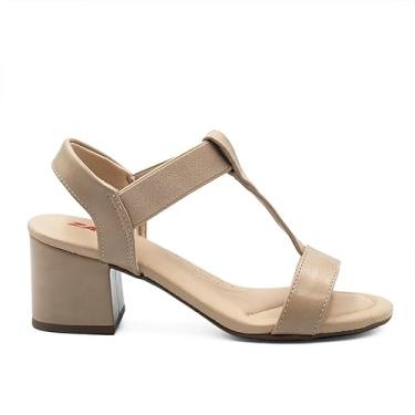 Imagem de Zatta Sandália Feminina Salto Bloco com Elástico Mayara, Palmilha Acolchoada, Solado Borracha, 6.5 cm (Palha, BR, Adulto, Numérico, 36)