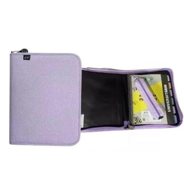 Imagem de Fichário Universitário com Bloco 6 Divisórias e Estojo (LILAS)