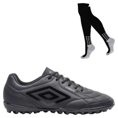 Imagem de Kit Chuteira Society Umbro Class Footballer Original E Meião, 43, Pret