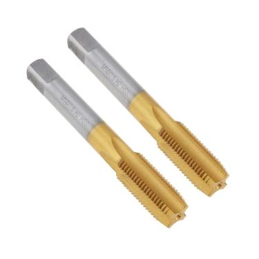 Imagem de CLAHJQX 2 peças M14 x 2 torneiras de flauta reta, M14 x 2 mm HSS Ti revestido para máquina de rosca direita
