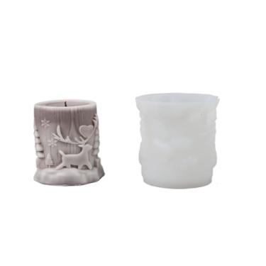 Imagem de Molde de silicone para vela cilíndrica de alce de Natal, faça você mesmo, rena, floco de neve, artesanato, sabonete, gesso, resina, decoração de casa, presente artístico (tipo j)