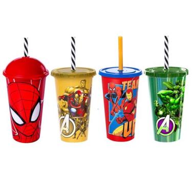 Imagem de Kit 4 Copo Heróis Homem Aranha de Ferro Vingadores Hulk - Plasútil, Co