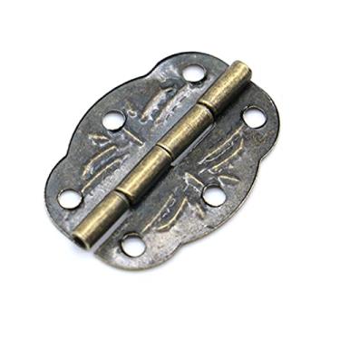 Imagem de 50 peças/conjunto de dobradiças de bronze para decoração de armário, acessórios de móveis de gaveta de armário de porta vintage com dobradiças de parafusos