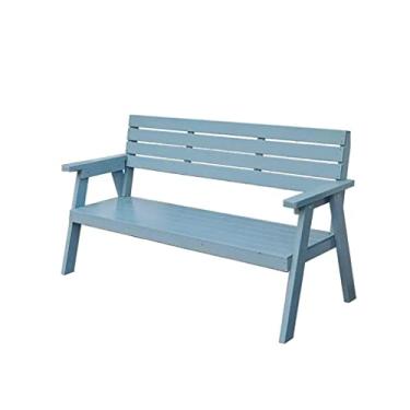 Imagem de URGDWEKJY Mobiliário de entrada, varanda, madeira maciça, cadeira de lazer, azul, exterior, jardim, casa de banho, três pessoas, florista, banco, rua, banco, cadeiras ao ar livre (P: 120 cm)