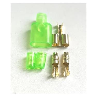 Imagem de 10/50 conjuntos 4.0 terminal conector de fio elétrico de carro verde 4 mm macho + fêmea 1: 2 terminais de prensa a frio (verde B 2 frio, 10 conjuntos)