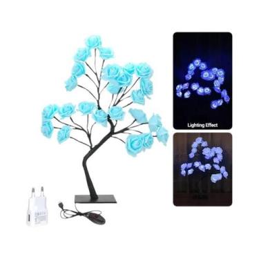 Imagem de Luminária De Mesa USB 24 LEDs Árvore Rosa Azul Luz Noturna Decoração D