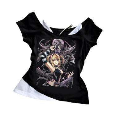 Imagem de Camiseta Baby Tee Slim off Shoulder Y2K Estilo Gótico Punk, Estética H