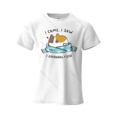 Imagem de Camiseta Gráfica Oversized Com Estampa De Gato Humorística Para Homens