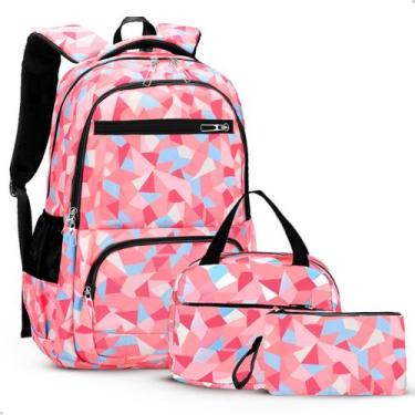Imagem de Kit Mochila Feminina Jovem Escolar + Bolsa e Necessarie - M3M, Único, 