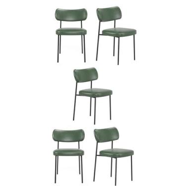 Imagem de Kit 5 Cadeiras Camila Para Sala Jantar Gourmet em Aço-material sintéti