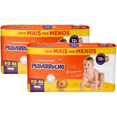 Imagem de Kit 2 Fraldas Descartáveis Pequerrucho Hiper Todos Os Tamannhos, XG
