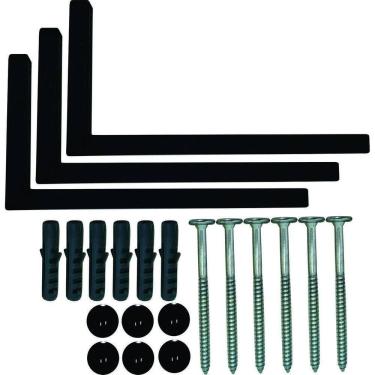 Imagem de Kit 10 Suportes Mão Francesa Cantoneira Prateira Preto 30Cm