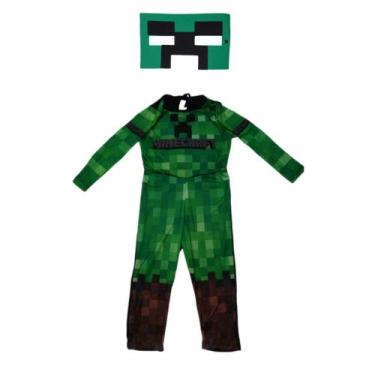 Imagem de Fantasia Roupa Infantil Minecraft Longo Com Enchimento e Máscara E.V.A