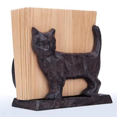 Imagem de Porta-guardanapos de ferro fundido vintage, suporte de toalha de papel de gato fofo, dispensador independente de lenços para cozinha, mesa de jantar, suporte de livro de receitas, 13,5 x 6,6 x 11,4 cm