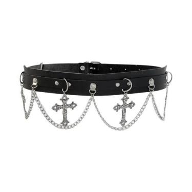 Imagem de Cinto Feminino Y2K Gótico Punk Com Franjas HERSHINE Moda Corrente Cruz