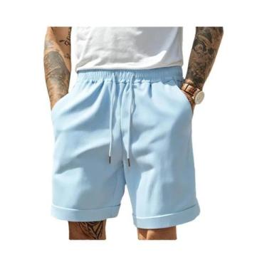 Imagem de Shorts Masculinos Leves De Cor Sólida Para Academia, Praia E Corrida, 