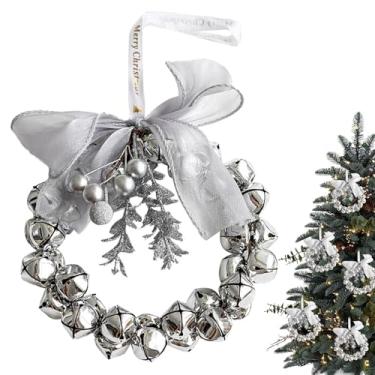 Imagem de Guirlanda de sino de Natal ao ar livre, decoração sazonal realista com laços de pinhas, guirlanda decorativa de parede, para porta, parede, varanda, manto, cozinha, casa, quinta, exterior, janela