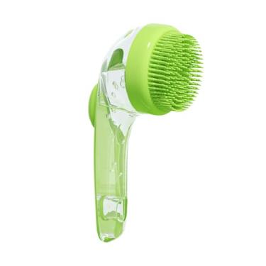 Imagem de Escova de banho para animais de estimação, escova de banho para banho de cães, com dispensador de sabonete, lavadora suave, ferramenta portátil para lavagem de chuveiro, banheira, cuidados com