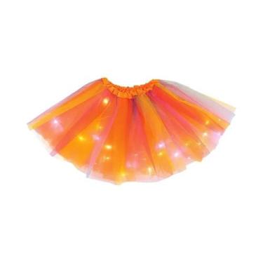 Imagem de Saia Tutu Curta De Tule Arco-Íris Com Luzes LED Para Meninas, Fantasia
