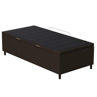 Imagem de Base Para Cama Box Baú Solteiro 88x188cm Hit I02 Suede Marrom - Mpozenato