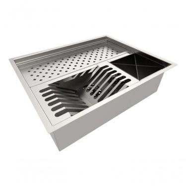 Imagem de Calha + Cuba 40cm Inox Organizador Escorredor Embutir úmida