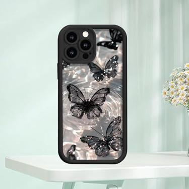 Imagem de Capa de celular, design de borboleta preta, capa protetora à prova de choque com borboletas (iPhone 16e, multicolorida)