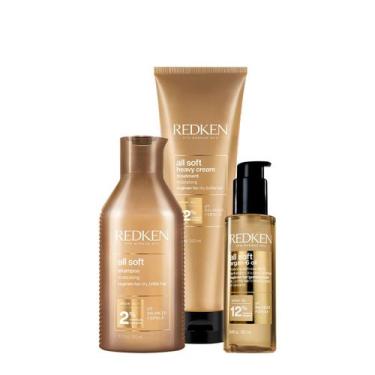 Imagem de Kit Redken All Soft Shampoo Máscara Óleo (3 produtos)