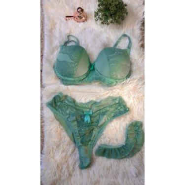 Imagem de Conjunto de lingerie de renda verde - gedeaner