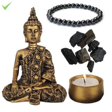 Imagem de Buda hindu orando 15cm turmalina pulseira hematita castical - Geral, D
