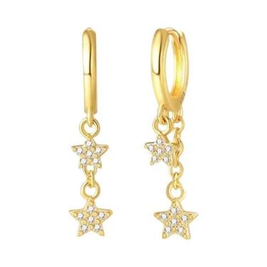 Imagem de Brincos De Argola Em Prata 925 Com Pérola E Estrela Para Mulheres, Bri