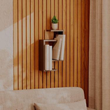 Imagem de Nicho Decorativo Zurique Preto com Freijó para Quarto Hall