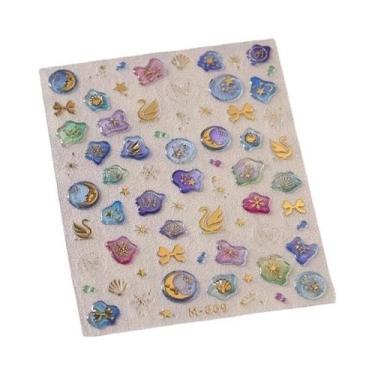 Imagem de Adesivos De Unhas Com Asas De Borboleta Pretas E Roxas, Decalques De M