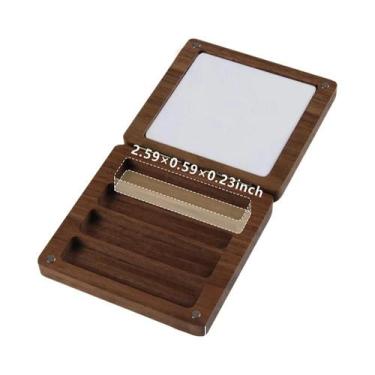 Imagem de Estojo De Paleta Quadrado Em Madeira Nogueira Preta Para Pintura, Com 