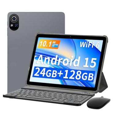 Imagem de 10.1”Tablet com Caso, Teclado, Mouse e Caneta, Tablet Android 15 com Bateria de 8000mAh, 24GB RAM + 128GB ROM, Processador de 8 Núcleos, Cinza