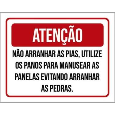 Imagem de Kit 10 Placas Sinalização - Não Arranhar Pias Utilize Panos - Sinalizo