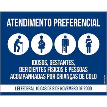 Imagem de Kit 5 Placas Atendimento Preferencial Lei Azul 36X46 - Sinalizo