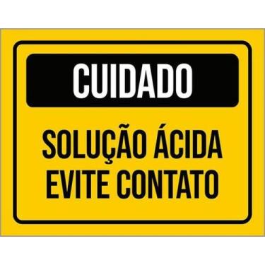 Imagem de Kit 10 Placas Atenção Solução Ácida Evite Contato 27X35 - Sinalizo