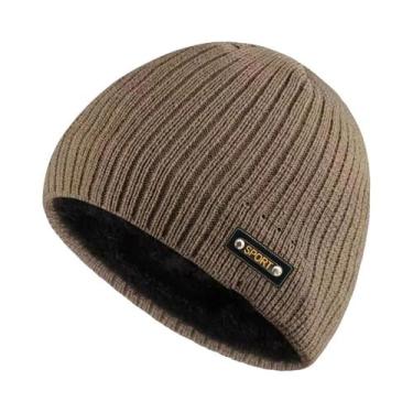 Imagem de Gorro Unissex De Veludo Tricotado Quente E Grosso Com Proteção Para as