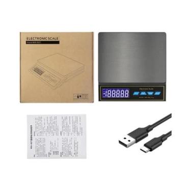 Imagem de Balança Digital De Cozinha 30kg 1g Recarregável Com Display LCD E Funç