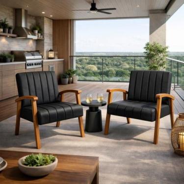 Imagem de Kit 2 Poltronas Haley Moderna Decorativa Estofada material sintético S