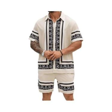 Imagem de Conjunto Vintage Masculino De 2 Peças Camisa De Manga Curta Com Botões