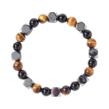 Imagem de Pulseira Magnética De Hematita, Olho De Tigre E Obsidiana Para Homens 
