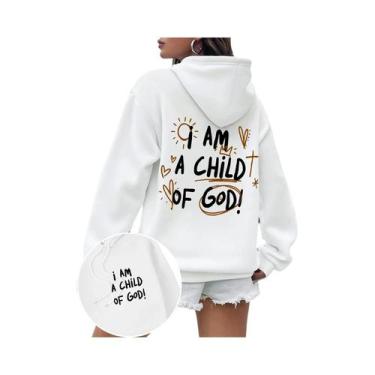 Imagem de Moletom Feminino De Tamanho Grande, I Am a Child of God, Casual, Com D