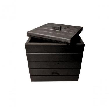 Imagem de Baú Madeira Rústico Não é Segredo Preto Rodinha 40x44