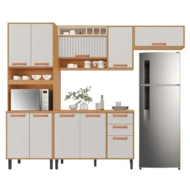 Imagem de Armário De Cozinha Completa 10 Portas 2 Gavetas Núbia Madeirado/off Wh